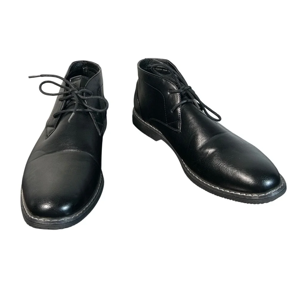 London Fog Mens Blackburn Boots Black Chukka Lace Up Memory Foam Size 10M